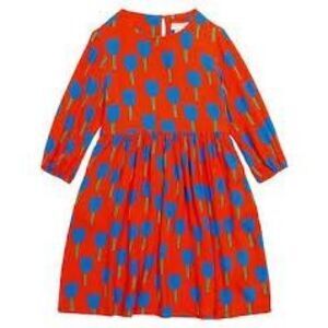 NWT Stella McCartney Kids printed crêpe tulip printed dress in red. Size 4